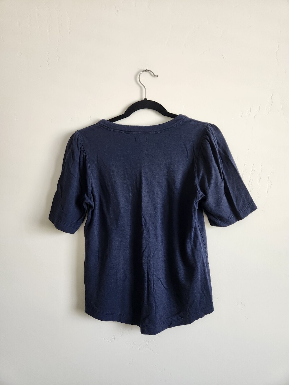 Faherty Cloud Puff Sleeve T-Shirt Navy Blue Size Medium - Picture 3 of 7